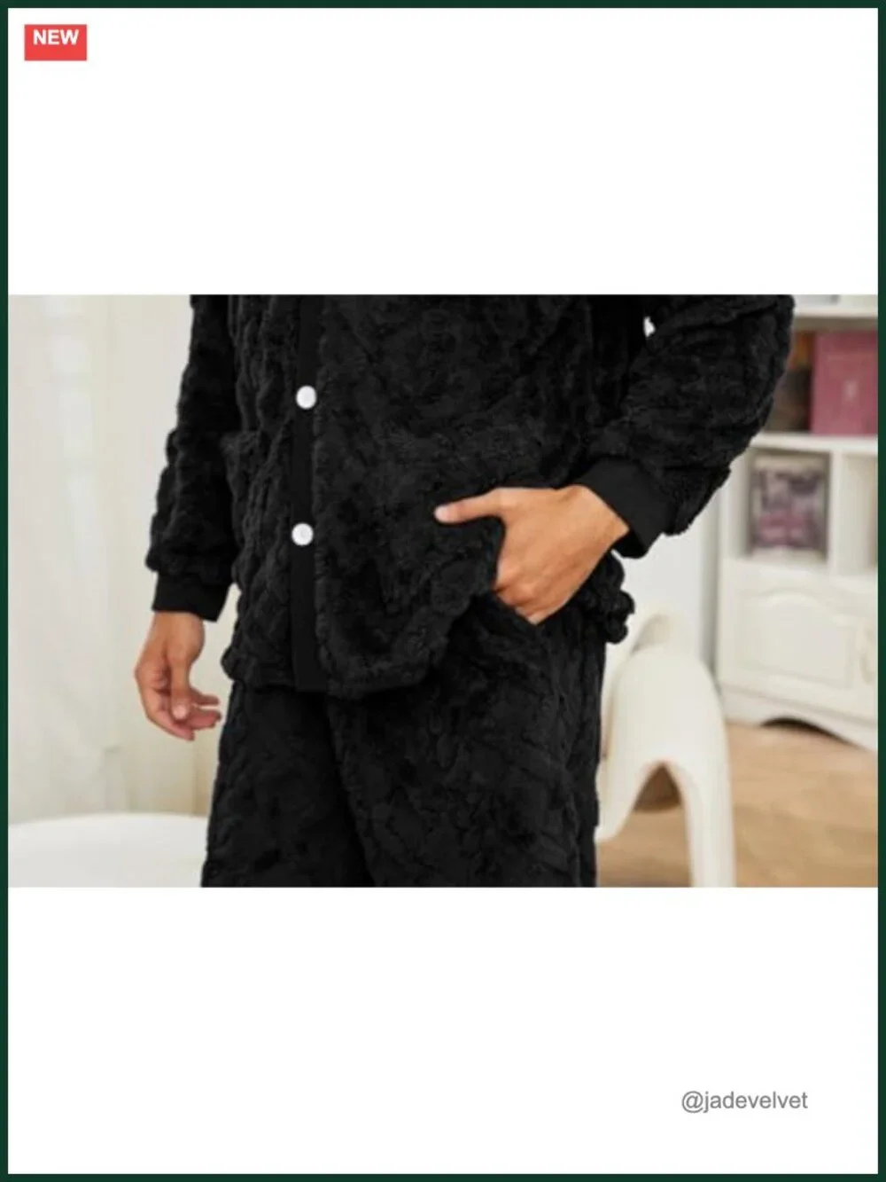 Men's Plush Pajama Sets with Pockets Cozy Loungewear Set